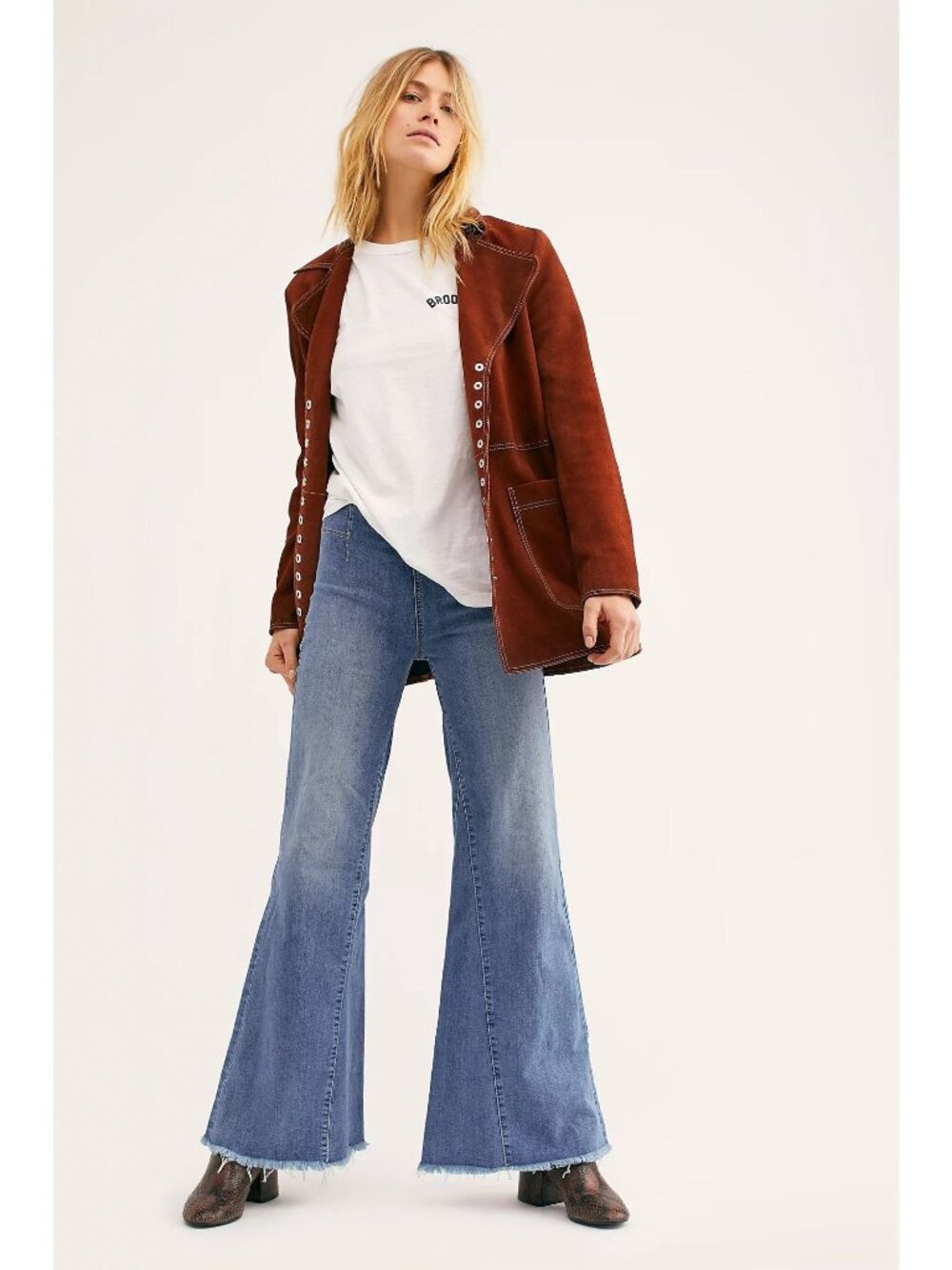 FREE PEOPLE Drapey A-Line Pull-On Bell Bottom Jeans Sz 30